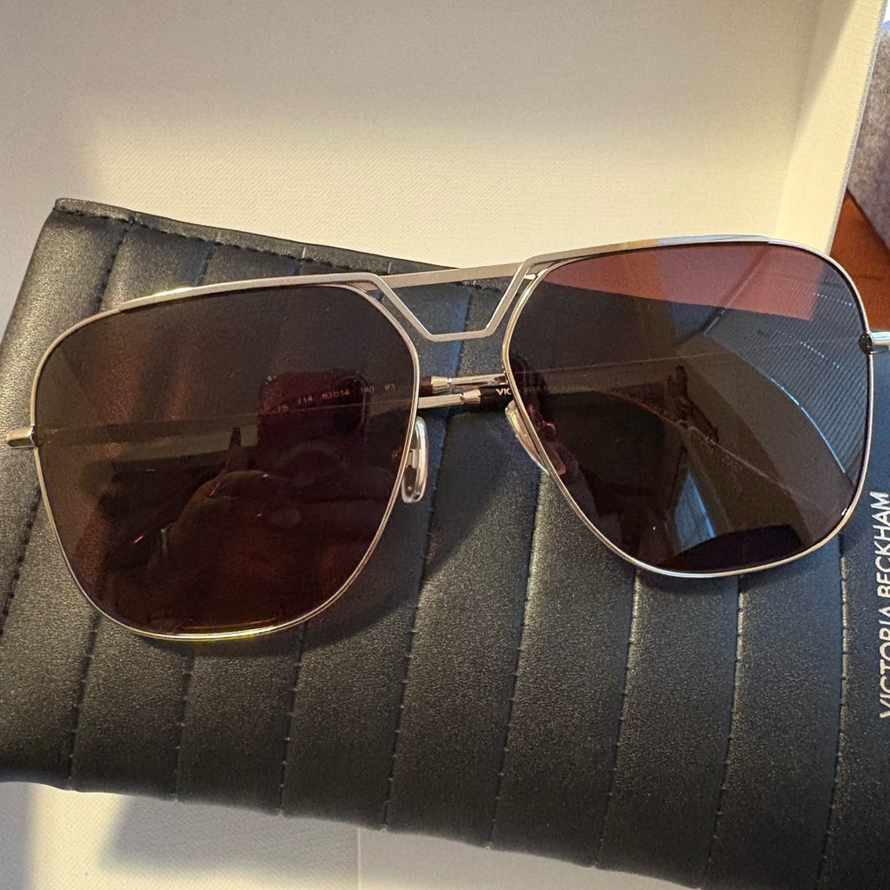 Victoria Beckham Silver Aviator Sunglasses